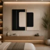 Modern black and cream abstract diptych canvas wall art featuring balanced geometric forms and minimalist contemporary design.