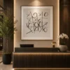 Modern black and cream abstract tic-tac-toe inspired canvas wall art with expressive brushstrokes for contemporary interiors.