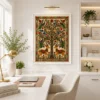 Traditional Indian Madhubani Forest Tree of Life & Majestic Stags Wall Art - Image 3