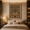 Traditional Indian Madhubani Forest Tree of Life & Majestic Stags Wall Art - Image 2