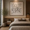 Modern black and cream abstract tic-tac-toe inspired canvas wall art with expressive brushstrokes for contemporary interiors.