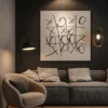 Modern black and cream abstract tic-tac-toe inspired canvas wall art with expressive brushstrokes for contemporary interiors.