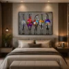 Luxury contemporary zebra canvas wall art featuring colourful patchwork stripes on a textured charcoal background.
