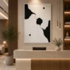 Modern black and cream organic abstract canvas wall art featuring flowing sculptural forms with minimalist contemporary styling.