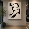 Black and cream Wabi-Sabi abstract canvas wall art featuring interwoven organic shapes with textured contemporary design.