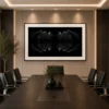 Square optical illusion canvas wall art featuring a vibrant rainbow geometric tunnel with a striking three-dimensional visual effect.