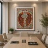 Traditional Indian Madhubani Twin Royal Peacocks Wall Art | Premium Canvas Print