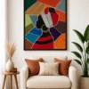 Luxury abstract executive canvas wall art featuring monochrome human silhouettes with elegant textured metallic gold accents.