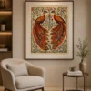 Traditional Indian Madhubani Twin Royal Peacocks Wall Art | Premium Canvas Print