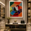 Luxury abstract executive canvas wall art featuring monochrome human silhouettes with elegant textured metallic gold accents.