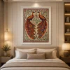 Traditional Indian Madhubani Twin Royal Peacocks Wall Art | Premium Canvas Print