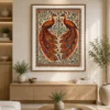 Traditional Indian Madhubani Twin Royal Peacocks Wall Art | Premium Canvas Print