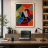 Luxury abstract executive canvas wall art featuring monochrome human silhouettes with elegant textured metallic gold accents.
