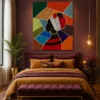 Luxury abstract executive canvas wall art featuring monochrome human silhouettes with elegant textured metallic gold accents.