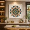 Vibrant Floral Sacred Geometry Mandala Canvas Art - Image 3