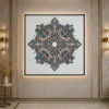 Monochrome Sacred Lotus Mandala Canvas Wall Art