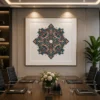 Monochrome Sacred Lotus Mandala Canvas Wall Art - Image 4