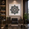 Monochrome Sacred Lotus Mandala Canvas Wall Art - Image 3