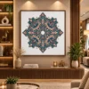 Monochrome Sacred Lotus Mandala Canvas Wall Art - Image 2