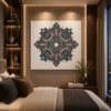 Monochrome Sacred Lotus Mandala Canvas Wall Art - Image 5
