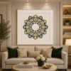Ornate Damascus Floral Wreath Mandala Canvas Wall Art - Image 4