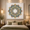Ornate Damascus Floral Wreath Mandala Canvas Wall Art - Image 3