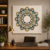 Ornate Damascus Floral Wreath Mandala Canvas Wall Art - Image 5