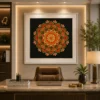 Bold Black Sacred Geometry Mandala Canvas Wall Art - Image 4