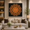 Bold Black Sacred Geometry Mandala Canvas Wall Art - Image 3