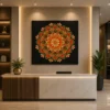 Bold Black Sacred Geometry Mandala Canvas Wall Art - Image 5