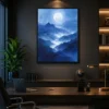 Modern Serene Blue Mountain Landscape Wall Art