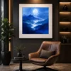 Modern Serene Blue Mountain Landscape Wall Art - Image 4