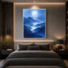 Modern Serene Blue Mountain Landscape Wall Art - Image 3