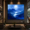 Modern Serene Blue Mountain Landscape Wall Art - Image 5