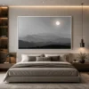 Full Moon over Misty Mountain Range Wall Art - Image 3