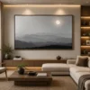 Full Moon over Misty Mountain Range Wall Art - Image 2