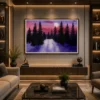 Modern Twilight Winter Forest Wall Art - Image 2