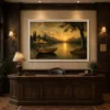 Modern Vintage Sunset Lake Wall Art - Image 3