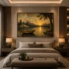 Modern Vintage Sunset Lake Wall Art - Image 2