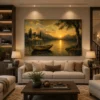 Modern Vintage Sunset Lake Wall Art - Image 5