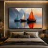 Majestic Sailboats in Misty Bay Wall Art
