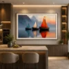Majestic Sailboats in Misty Bay Wall Art - Image 4