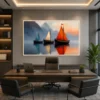 Majestic Sailboats in Misty Bay Wall Art - Image 3