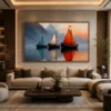 Majestic Sailboats in Misty Bay Wall Art - Image 2