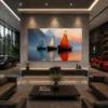 Majestic Sailboats in Misty Bay Wall Art - Image 5