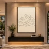 Minimalist Continuous Line Mountain & Sun Wall Art