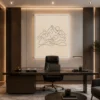 Minimalist Continuous Line Mountain & Sun Wall Art - Image 3