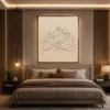 Minimalist Continuous Line Mountain & Sun Wall Art - Image 2