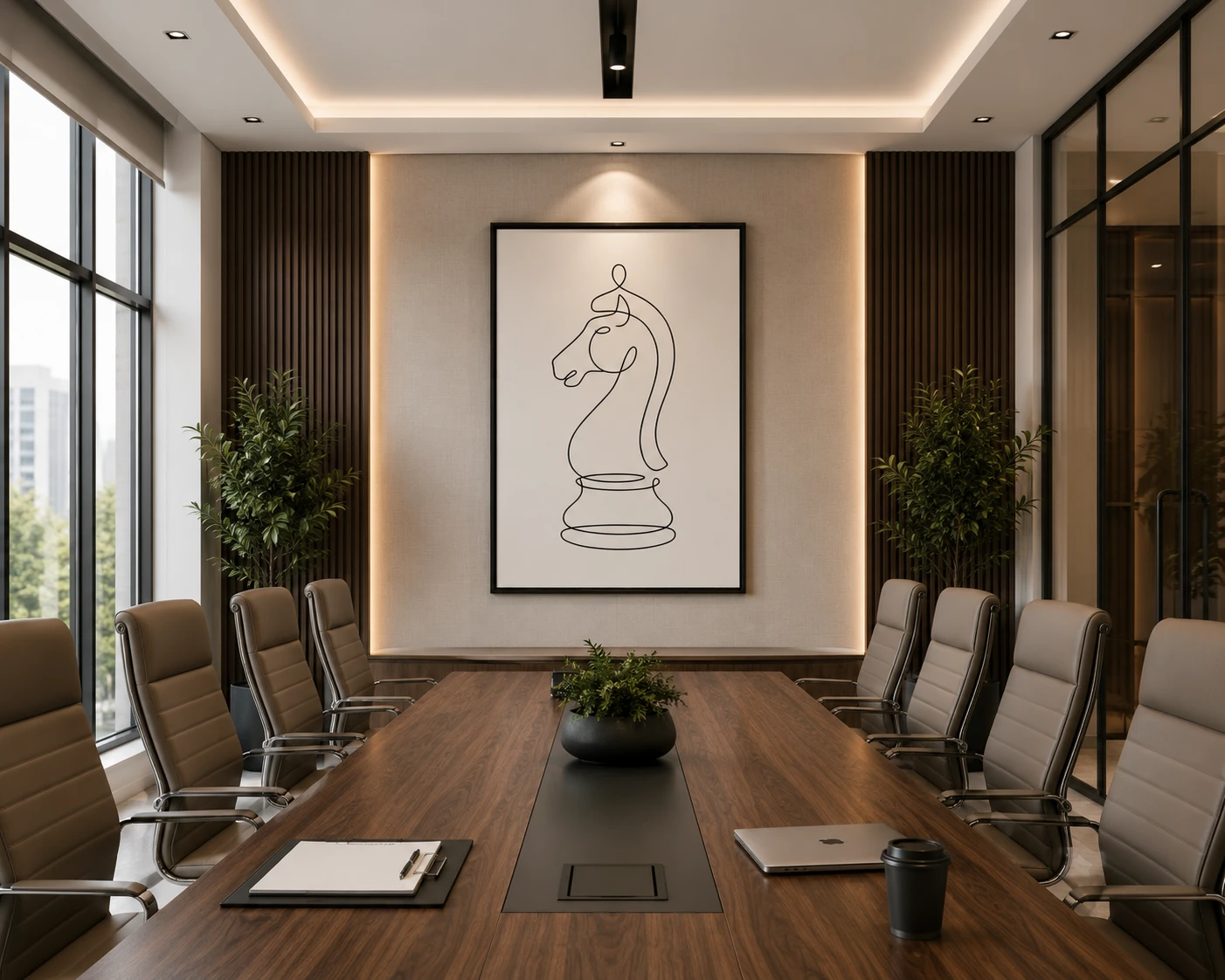 Chess Knight Continuous Line Art Canvas