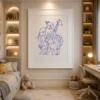 Blue Continuous Line Jungle Animals Wall Art - Image 4